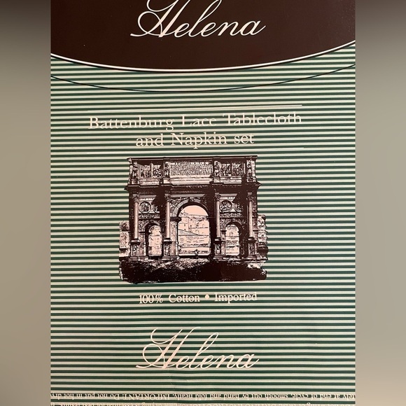 New Tableloth and 12 Napkins Helena Battenberg White Cotton 66x120 Oblong - Picture 5 of 8